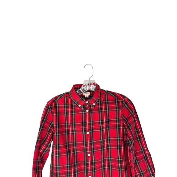 J.Crew Crewcuts Boys Shirt Red Tartan Plaid Holiday Long Sleeve Button Down 12 - Picture 3 of 11